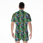 Tropical Palm And Hibiscus Print Men's Rompers