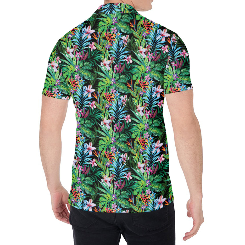 Tropical Palm And Hibiscus Print Men's Shirt