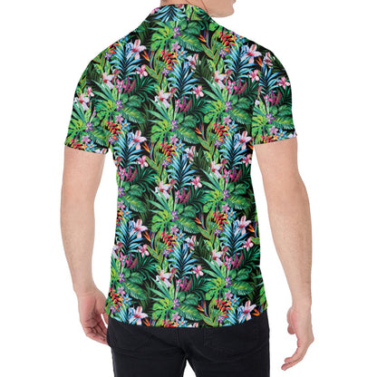 Tropical Palm And Hibiscus Print Men's Shirt
