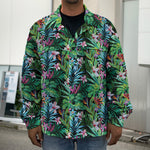 Tropical Palm And Hibiscus Print Men's Shirt Jacket