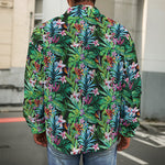 Tropical Palm And Hibiscus Print Men's Shirt Jacket