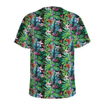Tropical Palm And Hibiscus Print Men's Sports T-Shirt
