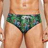 Tropical Palm And Hibiscus Print Men's Swim Briefs