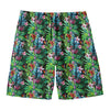 Tropical Palm And Hibiscus Print Men's Swim Trunks