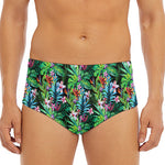 Tropical Palm And Hibiscus Print Men's Triangle Swim Briefs