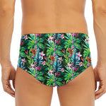 Tropical Palm And Hibiscus Print Men's Triangle Swim Briefs