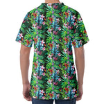 Tropical Palm And Hibiscus Print Men's Velvet T-Shirt