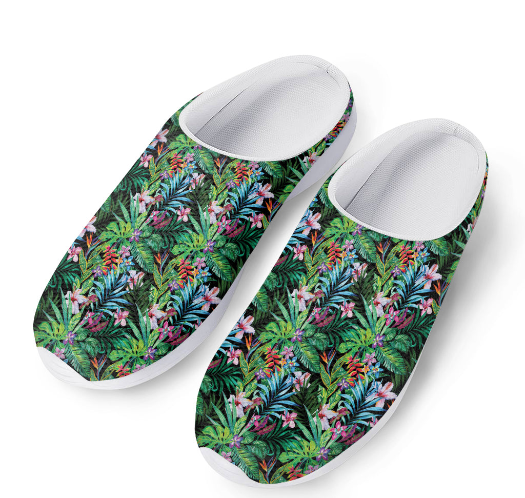 Tropical Palm And Hibiscus Print Mesh Casual Shoes