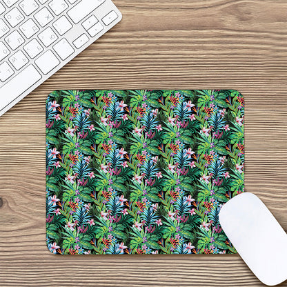 Tropical Palm And Hibiscus Print Mouse Pad