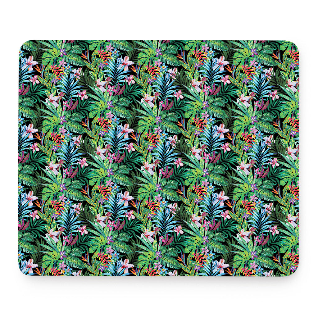 Tropical Palm And Hibiscus Print Mouse Pad