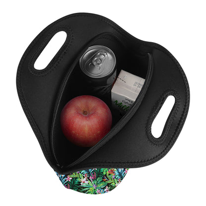 Tropical Palm And Hibiscus Print Neoprene Lunch Bag
