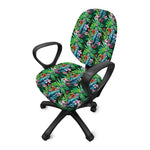 Tropical Palm And Hibiscus Print Office Chair Cover