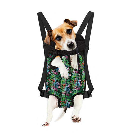 Tropical Palm And Hibiscus Print Pet Carrier Backpack