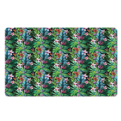 Tropical Palm And Hibiscus Print Polyester Doormat