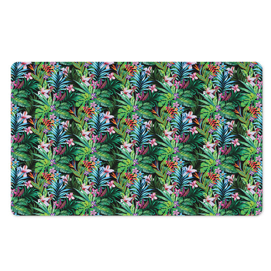 Tropical Palm And Hibiscus Print Polyester Doormat