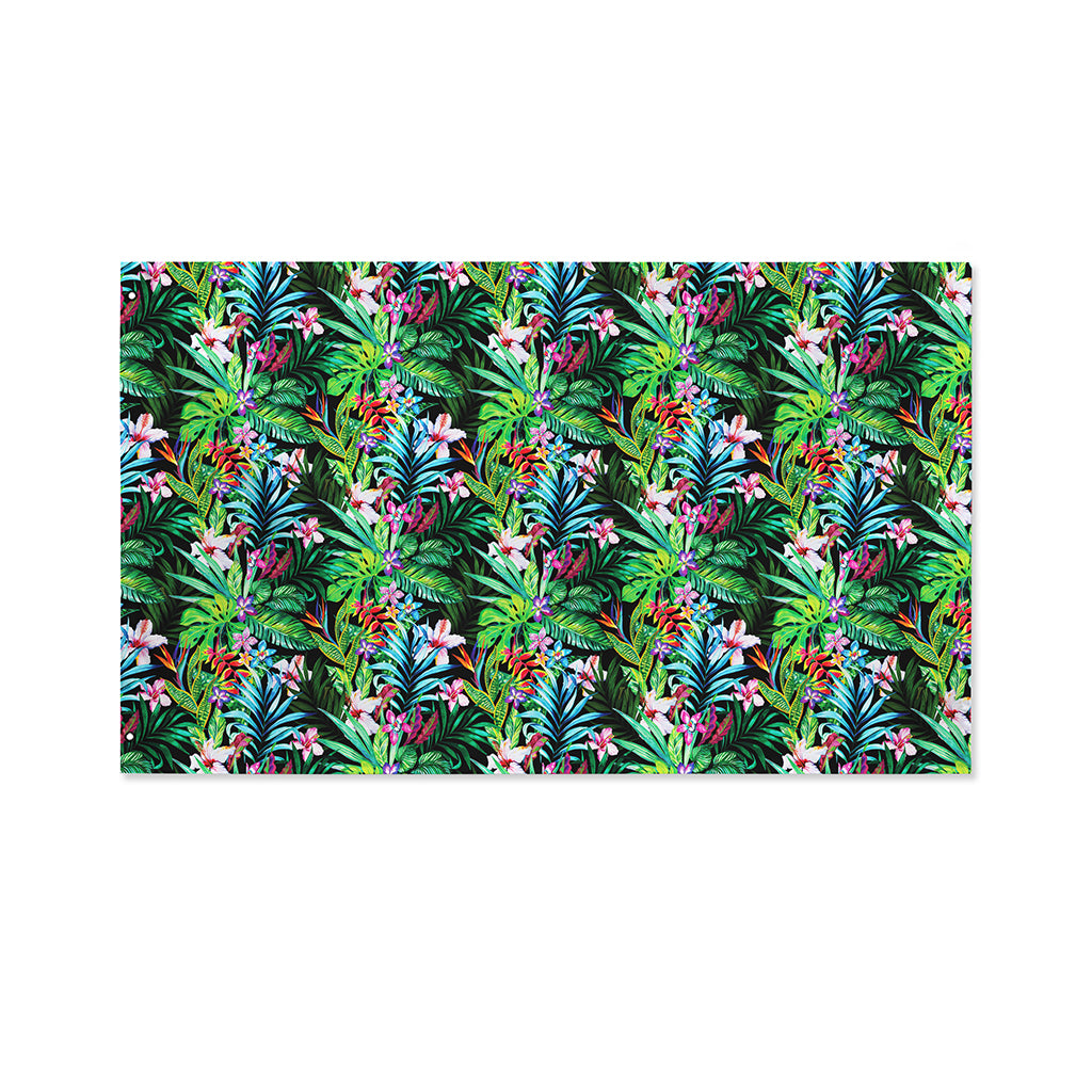 Tropical Palm And Hibiscus Print Polyester Flag
