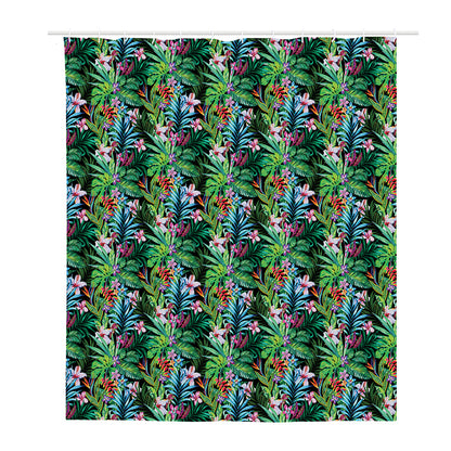 Tropical Palm And Hibiscus Print Polyester Shower Curtain