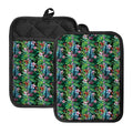 Tropical Palm And Hibiscus Print Pot Holders With Pocket