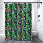 Tropical Palm And Hibiscus Print Premium Shower Curtain