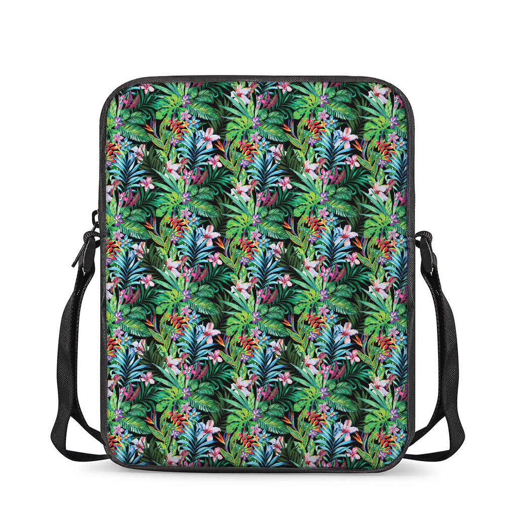 Tropical Palm And Hibiscus Print Rectangular Crossbody Bag