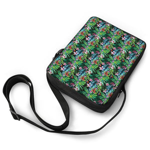 Tropical Palm And Hibiscus Print Rectangular Crossbody Bag