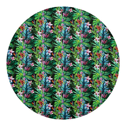 Tropical Palm And Hibiscus Print Round Blanket