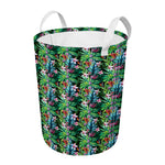 Tropical Palm And Hibiscus Print Round Laundry Basket