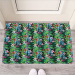 Tropical Palm And Hibiscus Print Rubber Doormat