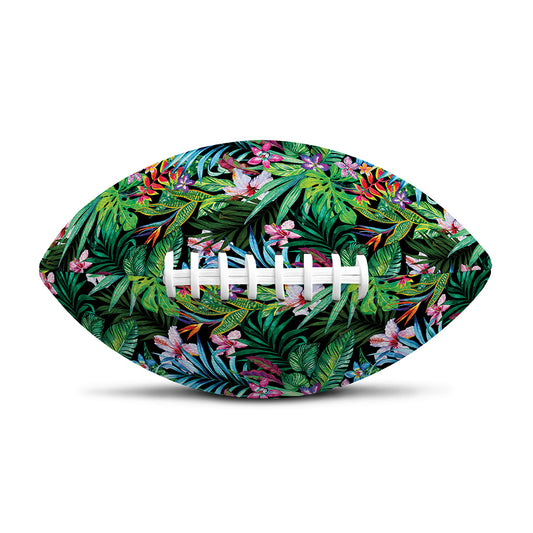 Tropical Palm And Hibiscus Print Rugby Ball