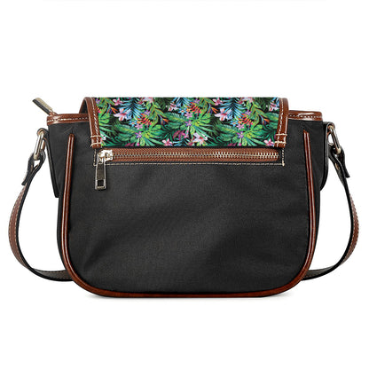 Tropical Palm And Hibiscus Print Saddle Bag