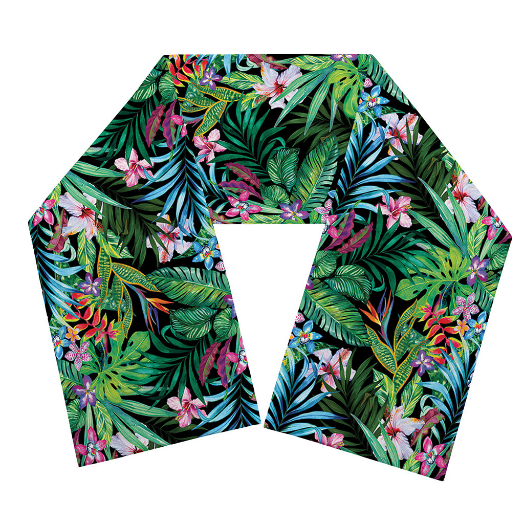 Tropical Palm And Hibiscus Print Scarf
