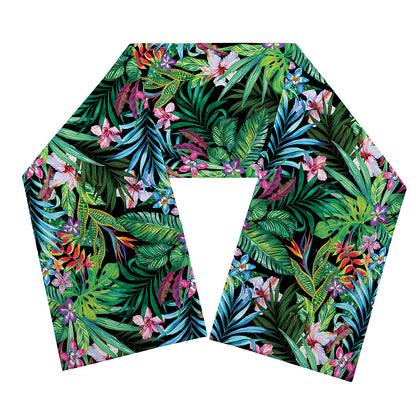 Tropical Palm And Hibiscus Print Scarf