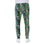 Tropical Palm And Hibiscus Print Scuba Joggers