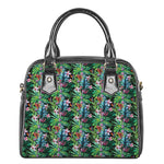 Tropical Palm And Hibiscus Print Shoulder Handbag