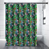 Tropical Palm And Hibiscus Print Shower Curtain
