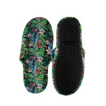 Tropical Palm And Hibiscus Print Slippers