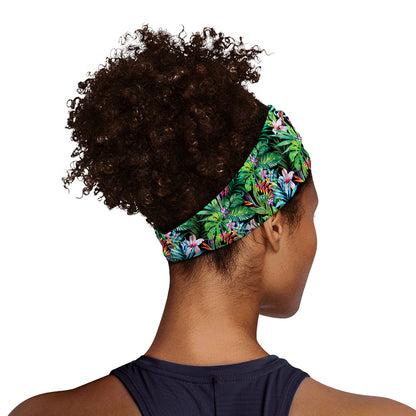 Tropical Palm And Hibiscus Print Sports Headband
