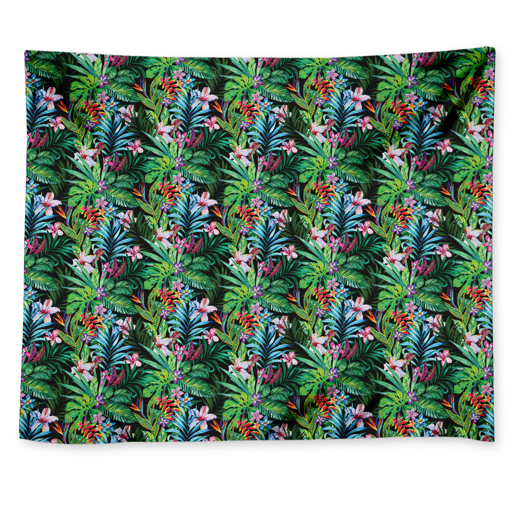 Tropical Palm And Hibiscus Print Tapestry