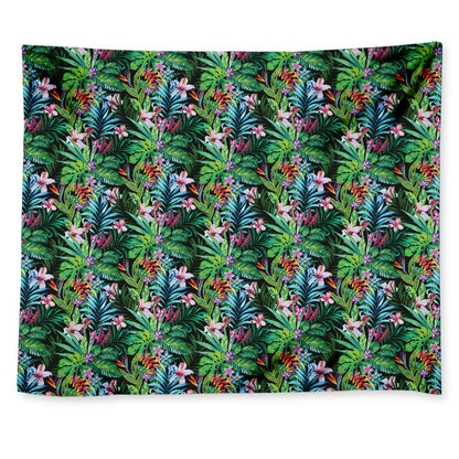 Tropical Palm And Hibiscus Print Tapestry