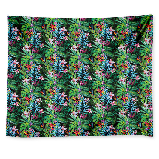 Tropical Palm And Hibiscus Print Tapestry