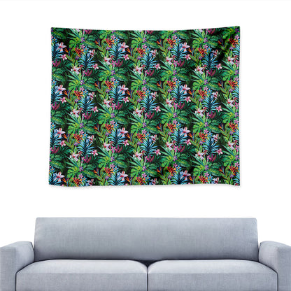 Tropical Palm And Hibiscus Print Tapestry