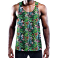 Tropical Palm And Hibiscus Print Men's Workout Tank Top