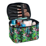 Tropical Palm And Hibiscus Print Travel Makeup Bag
