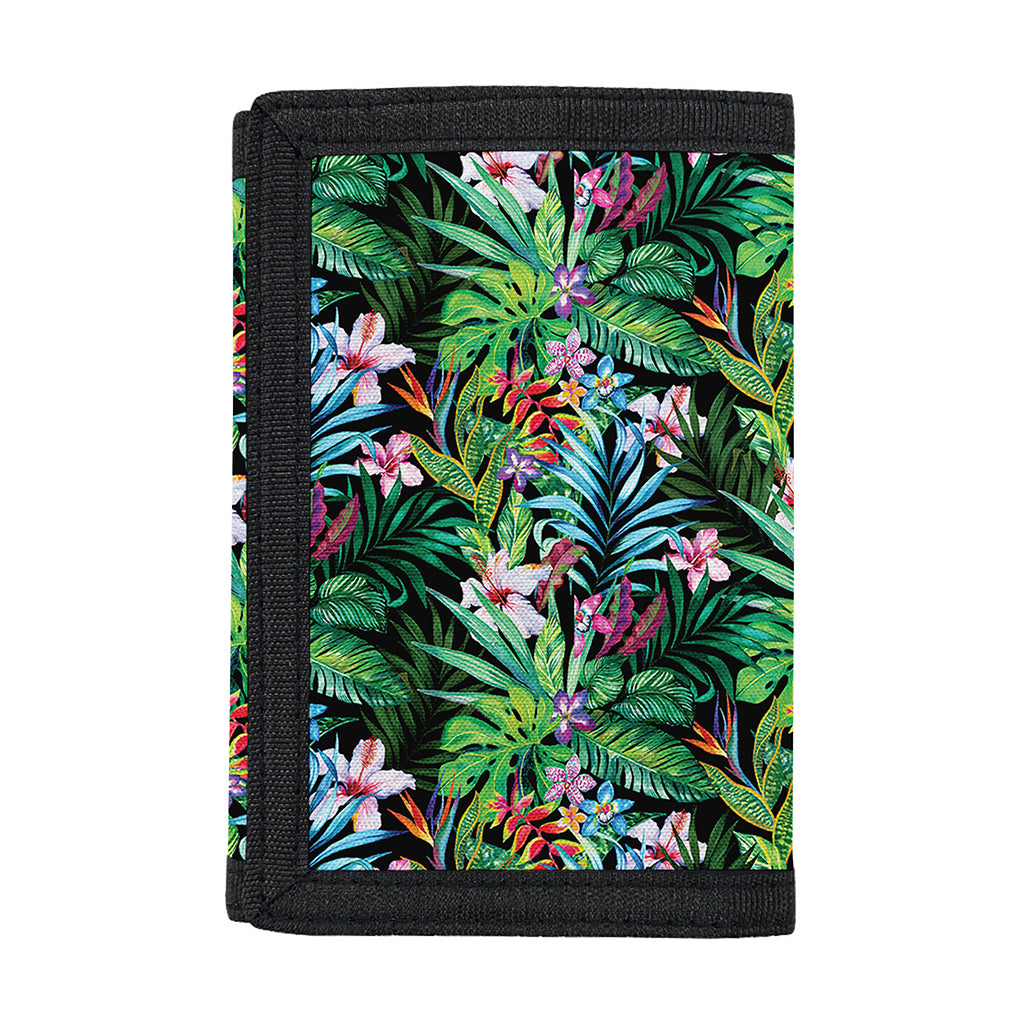 Tropical Palm And Hibiscus Print Trifold Wallet