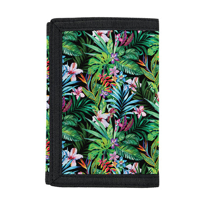 Tropical Palm And Hibiscus Print Trifold Wallet