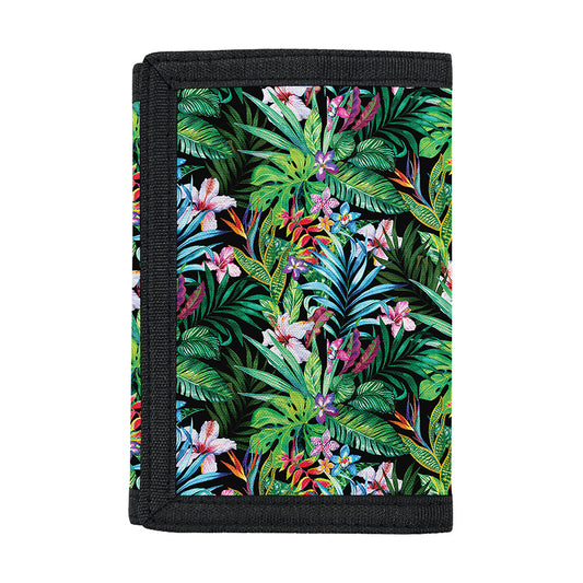 Tropical Palm And Hibiscus Print Trifold Wallet