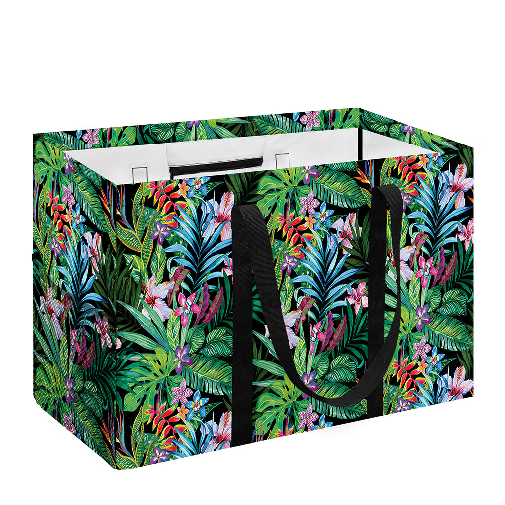 Tropical Palm And Hibiscus Print Utility Tote Bag