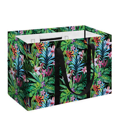 Tropical Palm And Hibiscus Print Utility Tote Bag
