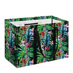 Tropical Palm And Hibiscus Print Utility Tote Bag