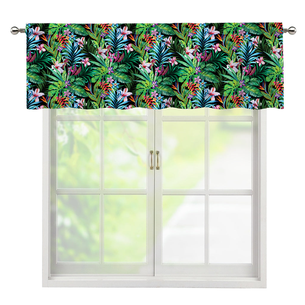 Tropical Palm And Hibiscus Print Window Valance